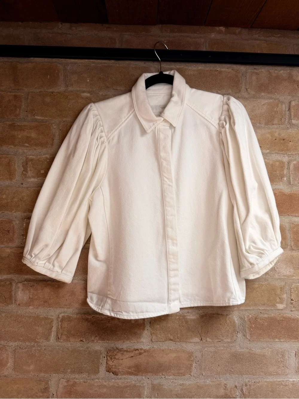 Zara ZW Collection Cream Denim Blouse, Size Medium